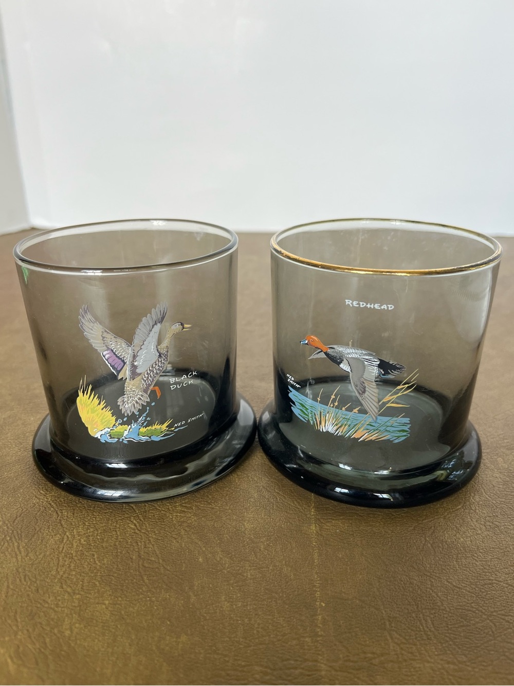Ned Smith Waterfowl Vintage Culver Double Old-Fashioned Glasses Set of 2